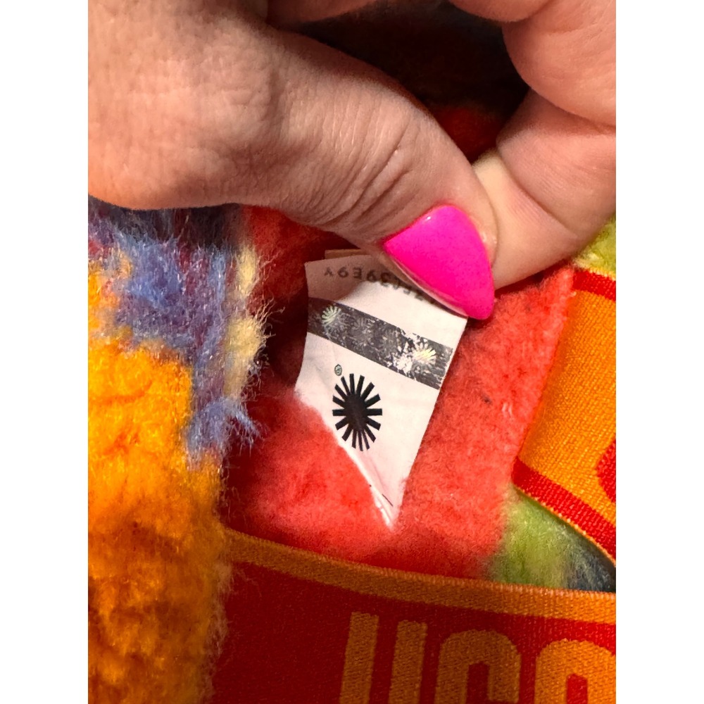UGG Fluff Yeah Slide Cali Rainbow Striped Sheepskin Slides 1120027 Womens 6 - Picture 5 of 6